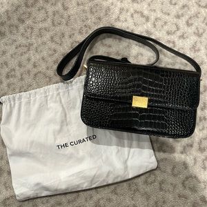 The Curated Classic Shoulder Bag Black Mock Croc